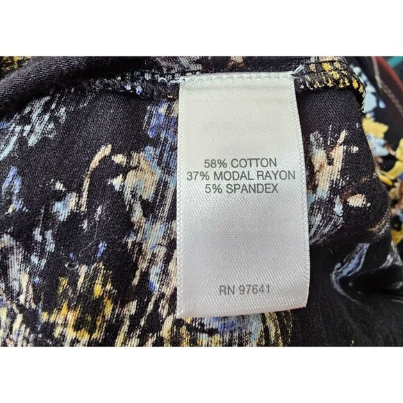 J. Jill Flowy Black Floral Top Oversized Tiered Tunic Blouse Loose Relaxed Fit - Picture 5 of 7